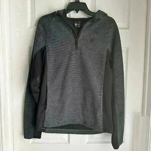Spyder Mens Gray Black Half Zip Up Long Sleeve Pullover Jacket Size M Zip Pocket